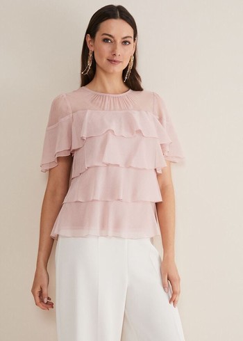 Phase Eight Stacey Ruffle Shirts Pink Canada | AOEPMB-823